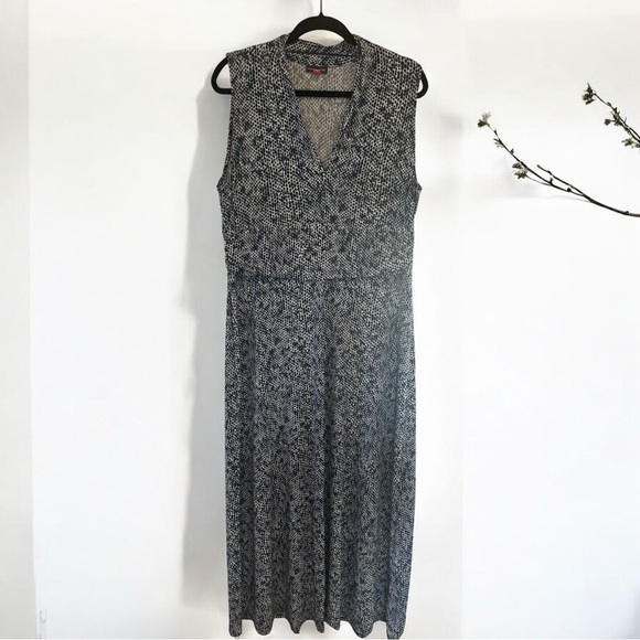 Vince Camuto Blue/White Sheath Maxi Dress V-Neck Sleeveless - Picture 2 of 6